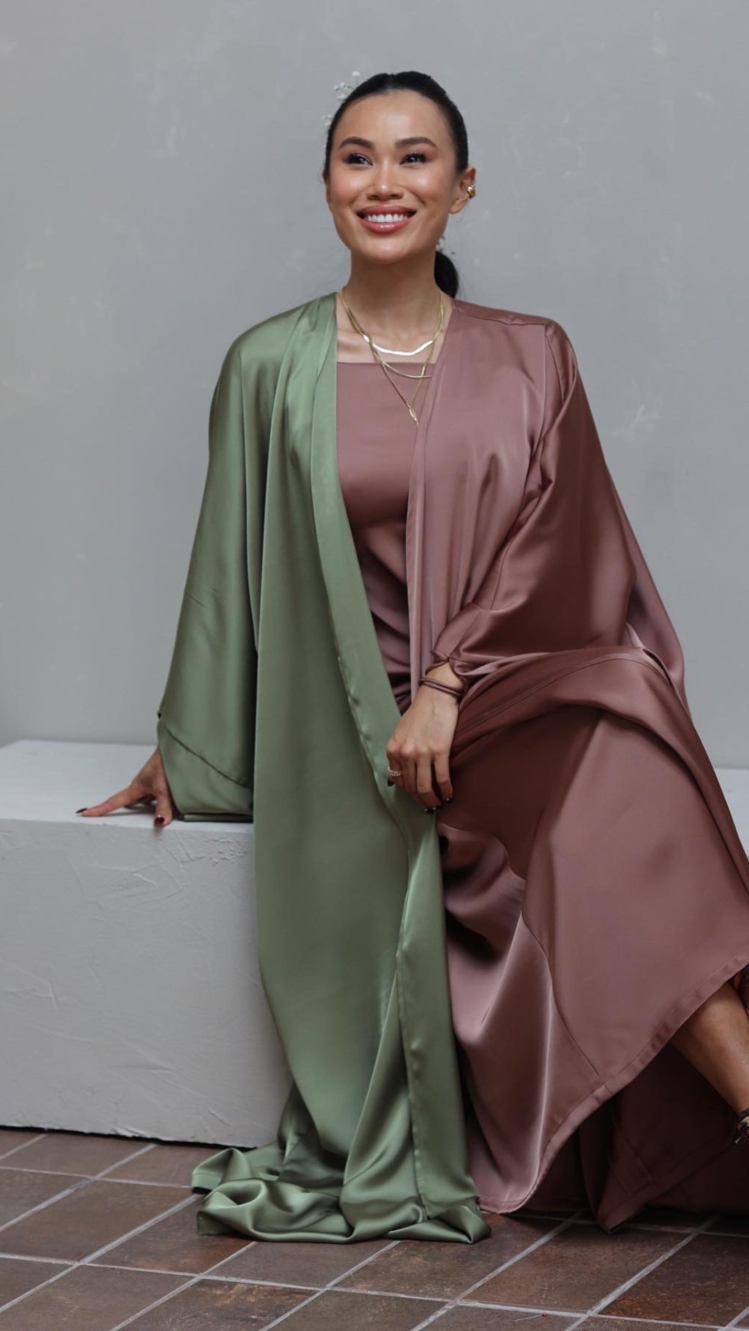 Baïa Kimono 2.0 Green & Brown - ALHAYA PARIS