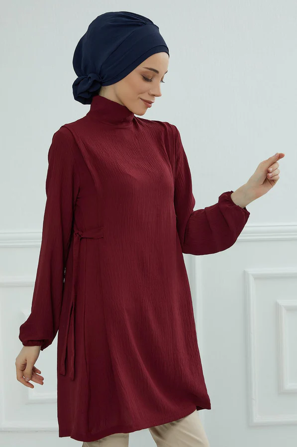 Chemises à manches pour femmes couleur Maroon - AISHA'S DESIGN