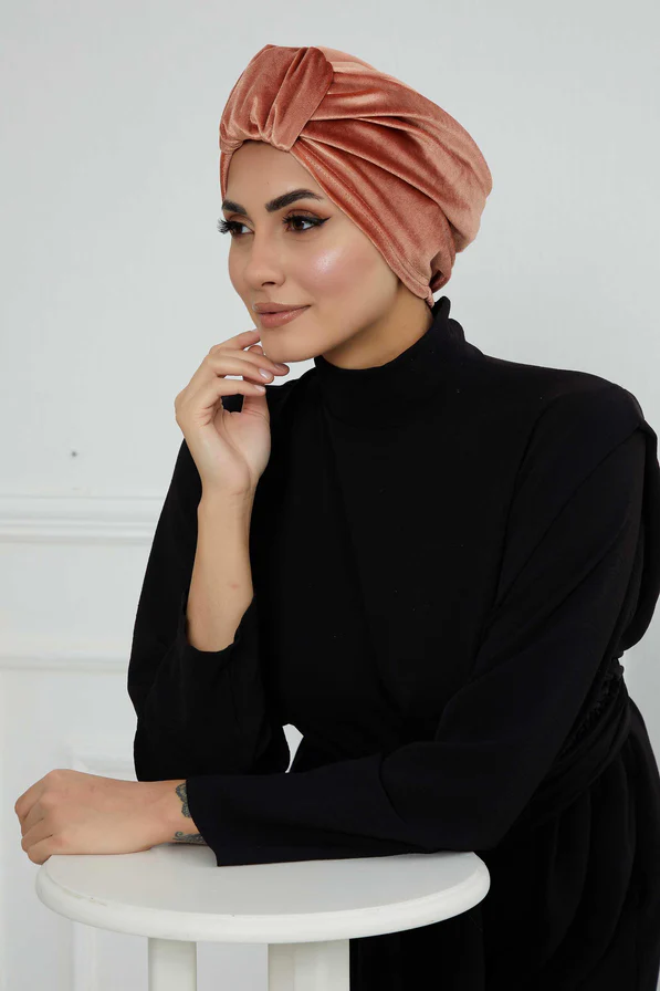 turban/chapeau d'hiver en velours doux fait main - AISHA'S DESIGN