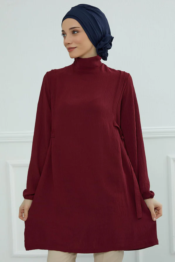 Chemises à manches pour femmes couleur Maroon - AISHA'S DESIGN