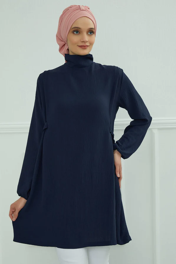 Chemises à manches pour femmes couleur Navy Blue - AISHA'S DESIGN