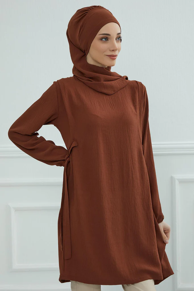 Chemises à manches pour femmes couleur Cinnamon- AISHA'S DESIGN