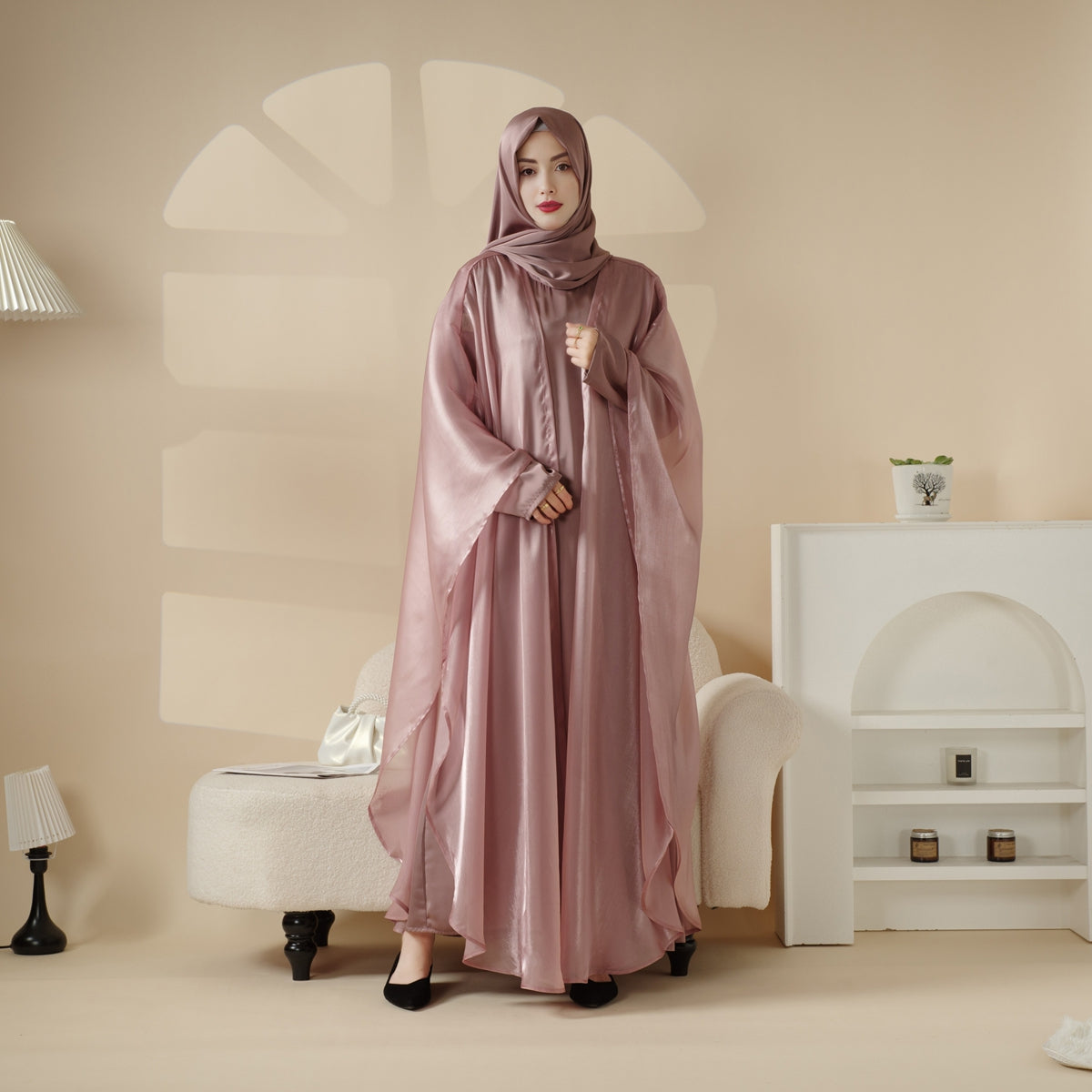 Kaftan Organza Abaya 3-Piece Set - Mariam's collection