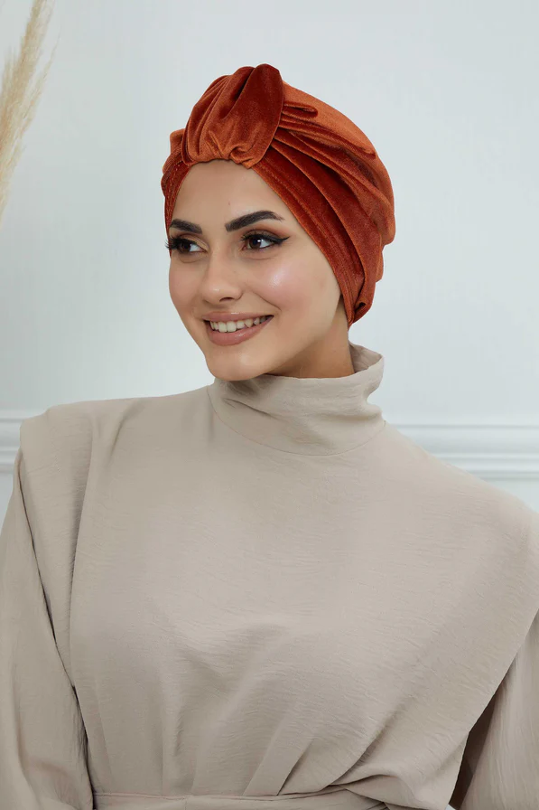 turban/chapeau d'hiver en velours doux fait main - AISHA'S DESIGN