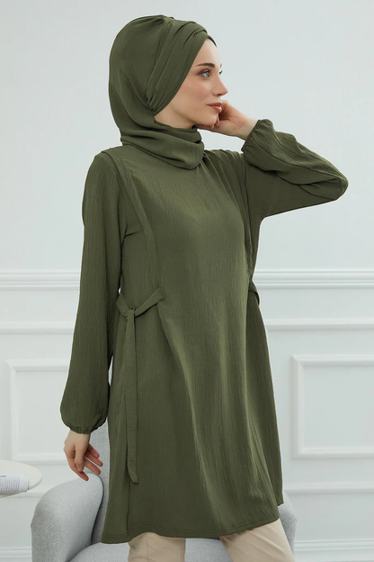 Chemises à manches pour femmes couleur Army Green- AISHA'S DESIGN