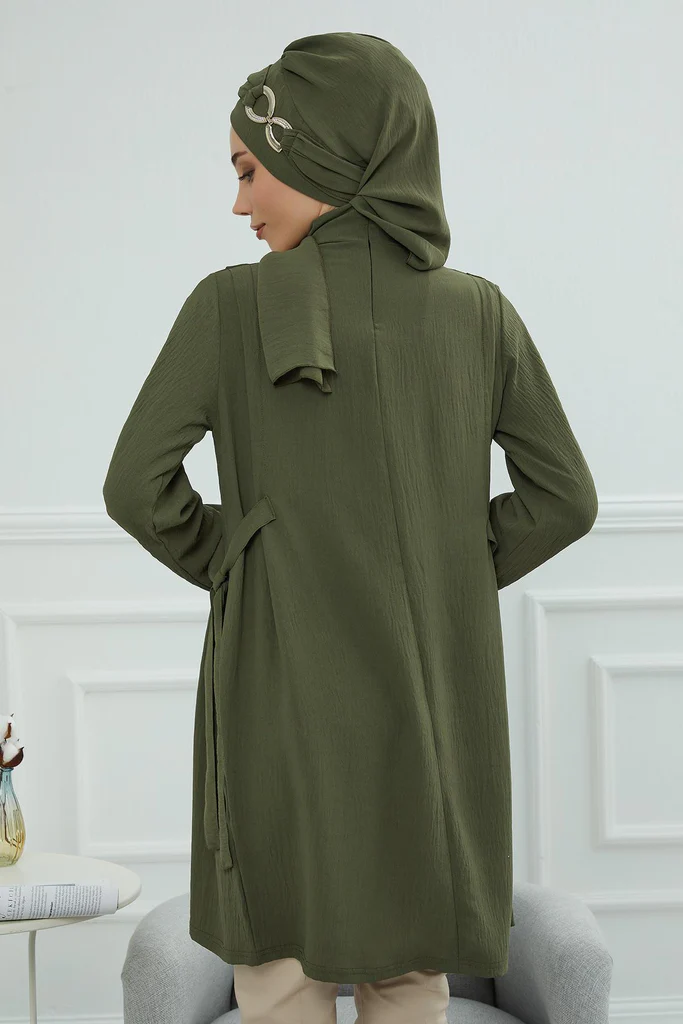 Chemises à manches pour femmes couleur Army Green- AISHA'S DESIGN