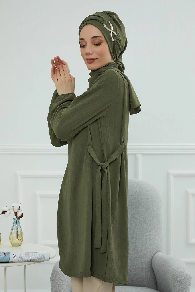 Chemises à manches pour femmes couleur Army Green- AISHA'S DESIGN