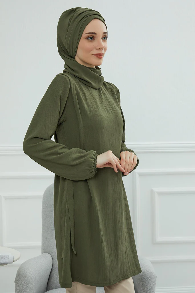 Chemises à manches pour femmes couleur Army Green- AISHA'S DESIGN