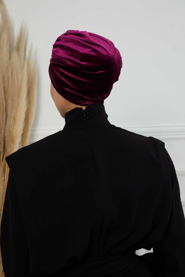 turban/chapeau d'hiver en velours doux fait main - AISHA'S DESIGN