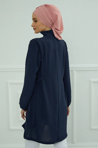 Chemises à manches pour femmes couleur Navy Blue - AISHA'S DESIGN