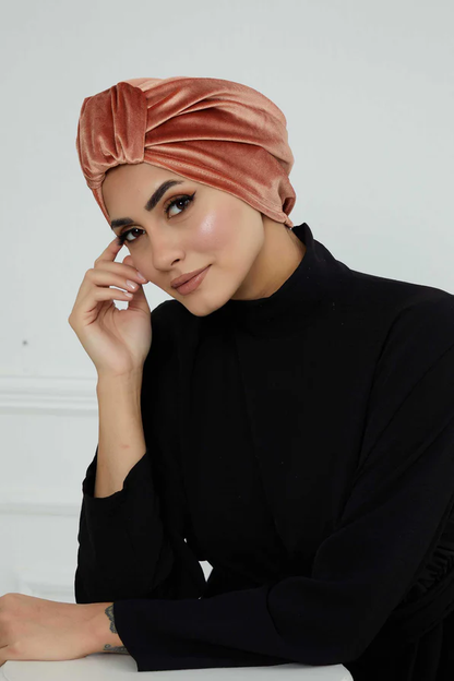 turban/chapeau d'hiver en velours doux fait main - AISHA'S DESIGN