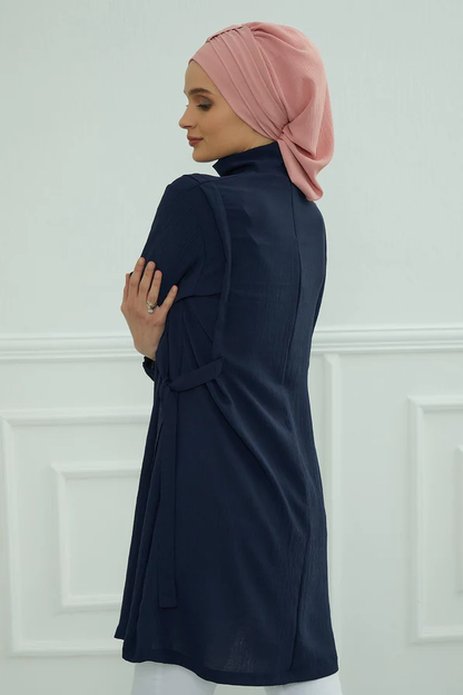 Chemises à manches pour femmes couleur Navy Blue - AISHA'S DESIGN