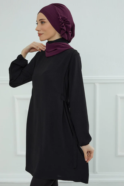 Chemises à manches pour femmes couleur Black- AISHA'S DESIGN